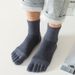 6 Pairs/lot 100% Cotton Man Toes Soft Elastic Endurable Mesh Breathable Deodorant Five Finger Outdoor Sports Socks_desvips.com