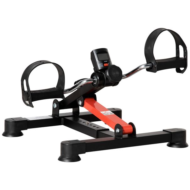Mini Cyclette Per Riabilitazione Con Altezza E Resistenza Regolabile E Display LCD, In Acciaio E ABS, Nera E Rossa_desvips.com