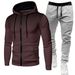 Autumn Winter Fleece Polka Unisex Sports Hoodie Dot Men Solid Color Zipper Sweatshirt Sweatpants Set_desvips.com