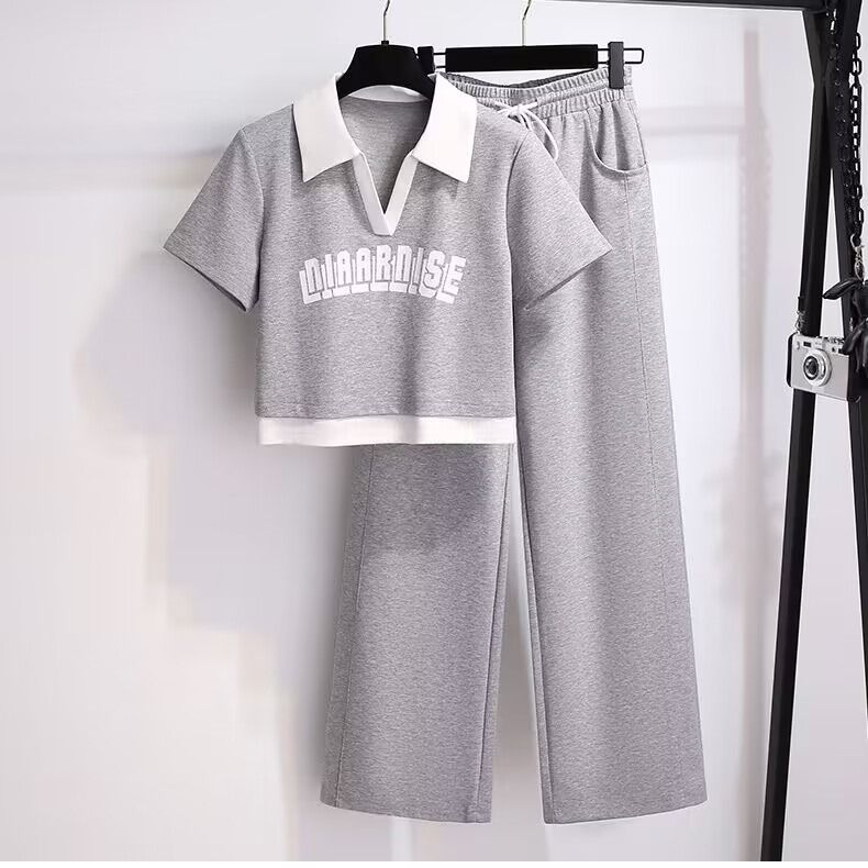 Women's Clothing Fashion hoodie wide-leg pants two-piece running suit_desvips.com