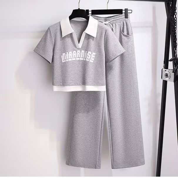 Women's Clothing Fashion hoodie wide-leg pants two-piece running suit_desvips.com