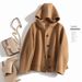 Women's Clothing quality double sided wool coat with hood and short button for women_desvips.com