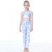 LazyZoom Spring Summer New Girls Children's Yoga Clothing Set Quick-Dry Sports Running Printed Short Training Tight Long Pants_desvips.com