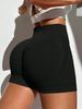 Women's Seamless Peach Smile Solid Color Yoga Shorts Breathable Sports Fitness Running Three Point Pants_desvips.com