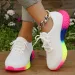 Rainbow Sole Sneaks Women Plus Size 43 Mesh Breathable Platform Sports Woman Non-Slip Lace Up Tennis Shoes Zapatos_desvips.com