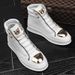 Athletic New Martin High-Top Metal Casual Leather Boots Men's Korean Style Trendy Street Dance Shoes_desvips.com