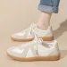 Cowhide Version Grape Mom Same Style Genuine Leather Casual Sneakers Slanted Head Color Block Lace-up German Training_desvips.com