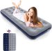 QDH Mattress Inflatable Flocked Surface Travel Sleeping Pad Air Bed For Outdoor Camping Tent Guest TravellingNavy Blue_desvips.com