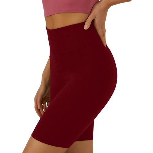 Women’s Clothing Hot Style Solid Color Stitching Hip Lifting Sports Pants High Waist Five Point Black Leggings Large Size_desvips.com