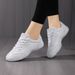 853White Leather Upper Aerobics Shoes Women Lightweight Cheerleading Sneakers Girls Athletic Footwear Fitness Dancing_desvips.com
