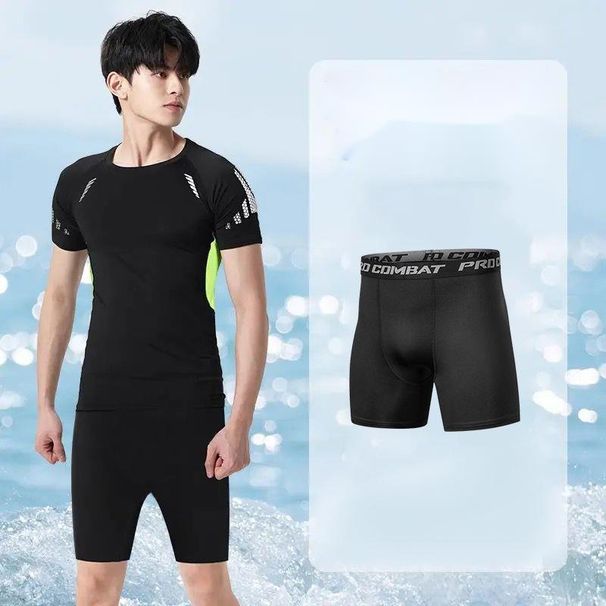 Swimwear Plus Size Trunks Hot Spring Top Men's Swim Shorts Anti-Embarrassment Swimming Gear Full Set_desvips.com