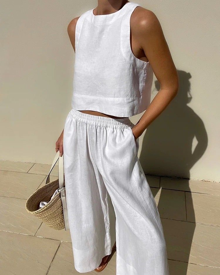 Daily Street Women's Simple Style Solid Color Polyester Pants Sets Pants Sets_desvips.com