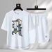 Men's Clothing Summer fashion brand new casual short sleeved sports five point pants two piece suit men's large size loose T shirt top_desvips.com