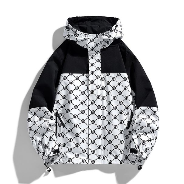 Autumn 2026 High Quality Fashion Outerwear Men 100% Polyester Splicing Long Sleeve Casual Loose Breathable Windproof Waterproof Zipper Hooded Jacket_desvips.com