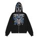 Men's Clothing dark skull rhinestone print sweatshirt hoodie Gothic couple large size zipper_desvips.com