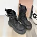 Buckled Platform Combat And Chubby High Heels Lace Ankle Womens Side Zippers PU Leather Short Boots 241007_desvips.com