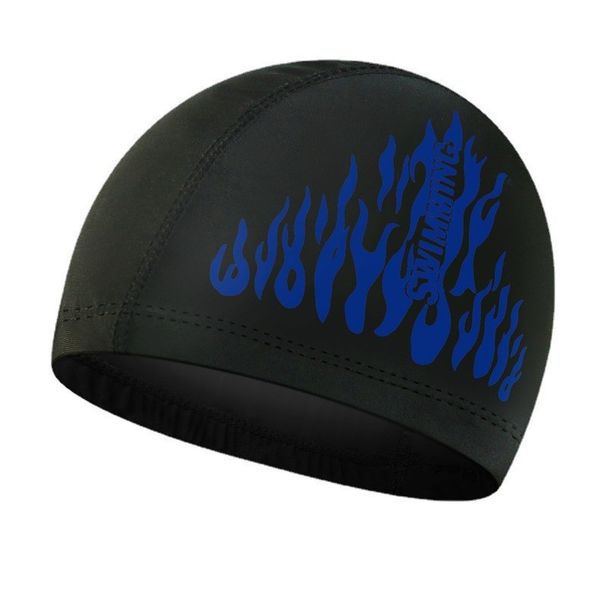 High-quality Flame Blue Fabric Cap, Comfortable Polyester Swim Cap Hot Springs, Suitable For Men, Women, And Children,_desvips.com