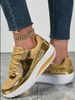 Cross-border 2025 Spring And Autumn Rocking Bottom Gold Glossy Mesh Casual Sports Shoes Outdoor Plus Size Shoes_desvips.com