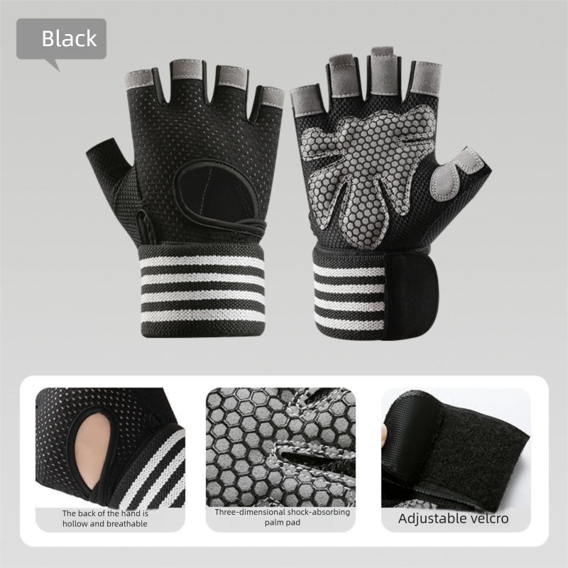 Fitness Half-Finger Men, Breathable Sports Gloves For Women, Dumbbell Equipment Training, Non-Slip, Anti-Callus, Wrist_desvips.com