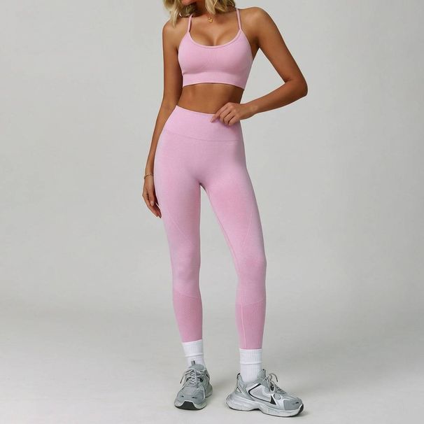 Women's Sports Tight Fitting Shockproof Bra Top Padded Adjustable Tummy Control Hip Lifting Leggings Yoga Outfit_desvips.com