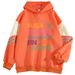 New Autumn And Winter Fleece Loose Hooded Sweatshirt Color Blocking_desvips.com