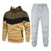 New Men's Sports Fashion Casual Winter Stitching Hooded Sweatshirt And Trousers Suit_desvips.com
