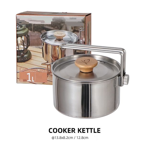 Outdoor Camping Kettle - Stainless Steel Water Boiler For Hiking Fishing & Road Trips Portable Tea/Coffee Pot With Foldable Handle_desvips.com