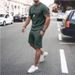 Men's short-sleeved shorts two-piece sports and leisure suit_desvips.com