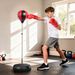Set Punching Ball Da Terra Per Adolescenti Con Guantoni E Pompa, Altezza Regolabile Da 126-144 Cm_desvips.com