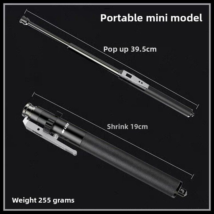 Outdoor Legal Car-Mounted Thick Retractable Security Solid Baton Automatic Spring Telescopic Three-Section Stick_desvips.com