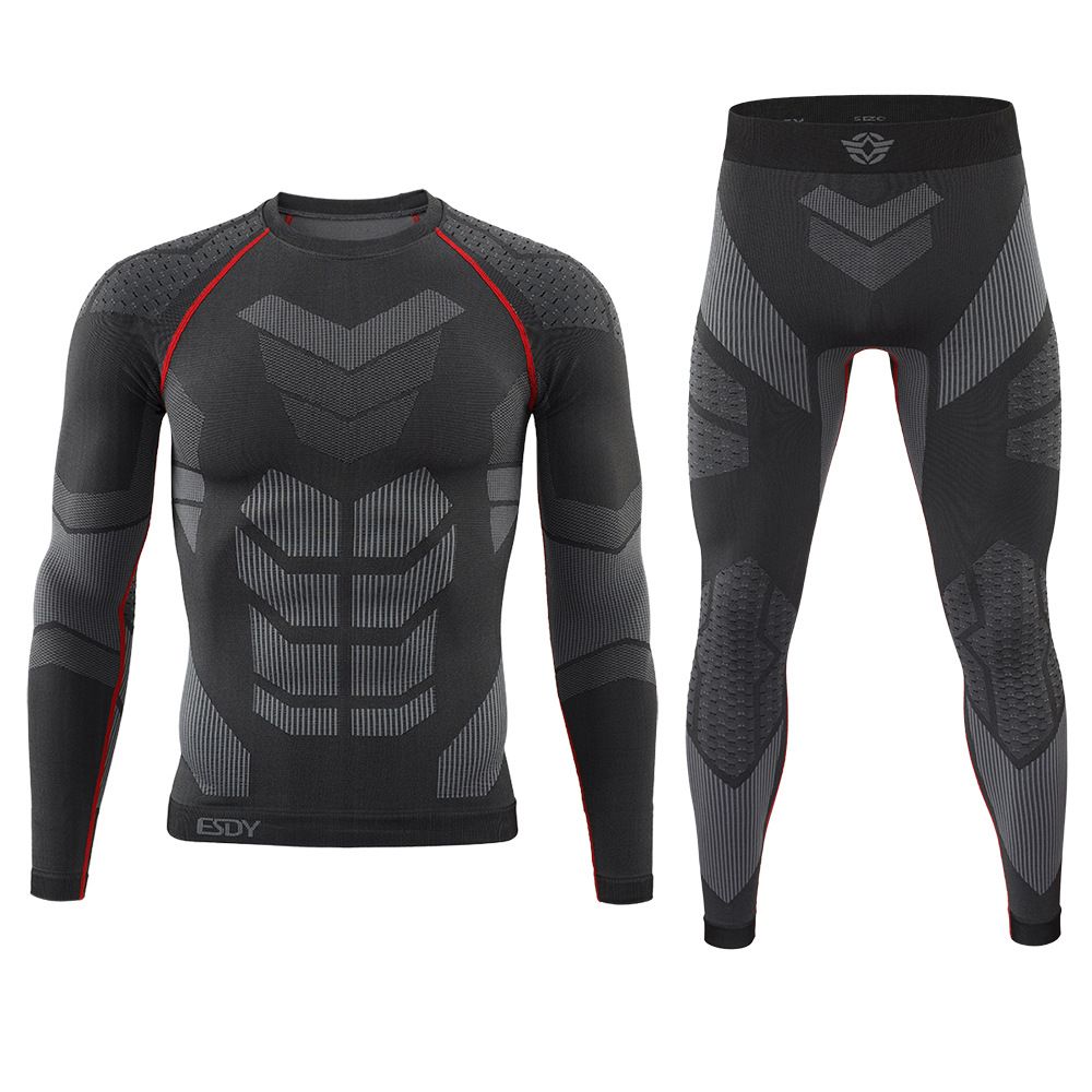 Autumn Winter Outdoor Men's Cycling Yoga Body Shaping Sports Underwear Ski Suit Thermal Set_desvips.com