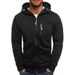 New Men's Casual Sports Fitness Jacquard Sweatshirt Zipper Cardigan Hooded Jacket_desvips.com