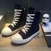 BLACKLEAD RO Lace Up Classic RICK Black And White OWENS High Top Canvas Shoes_desvips.com