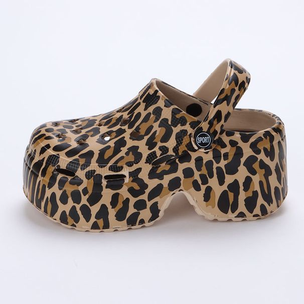 Women's 9cm High Heel Clogs - Snake Print Design (Ultra Soft Memory Foam Breathable Hole Pattern Platform Sandals Fashionable & Comfortable)_desvips.com