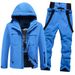 Sports & Outdoor Trendy Solid Color Ski Suits, Windproof, Thickened Single And Double Board Skiing Clothes And Pants Equipment, Large Size_desvips.com
