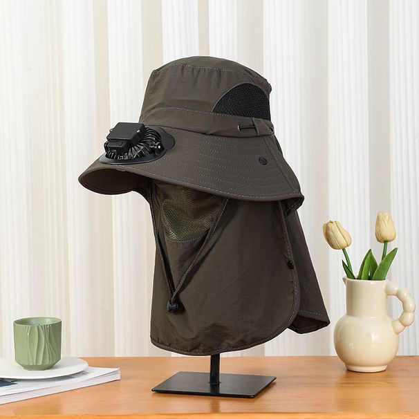 Summer Hat With Fan, USB Rechargeable, Men's Adult Outdoor Sunshade Sun Protection Hat, Large Brim For Garden Work_desvips.com