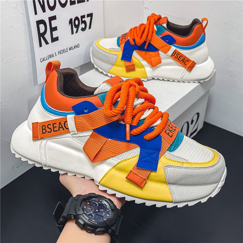 Summer Breathable Mesh Sports Running Casual Men's Thick Sole Heightening 2024 New Dad Trendy Shoes_desvips.com