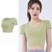 Short Yoga Top With Elastic Band & Chest Pad, Compressive, Buttery-soft, Short-sleeve_desvips.com