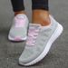 Women's 2024 New Fashion Breathable Solid Color Walking Sneakers Mesh Fabric Lace Up Shoes Women Female Footwear_desvips.com