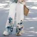 Women's Clothing round neck casual printed vest wide leg pants suit_desvips.com