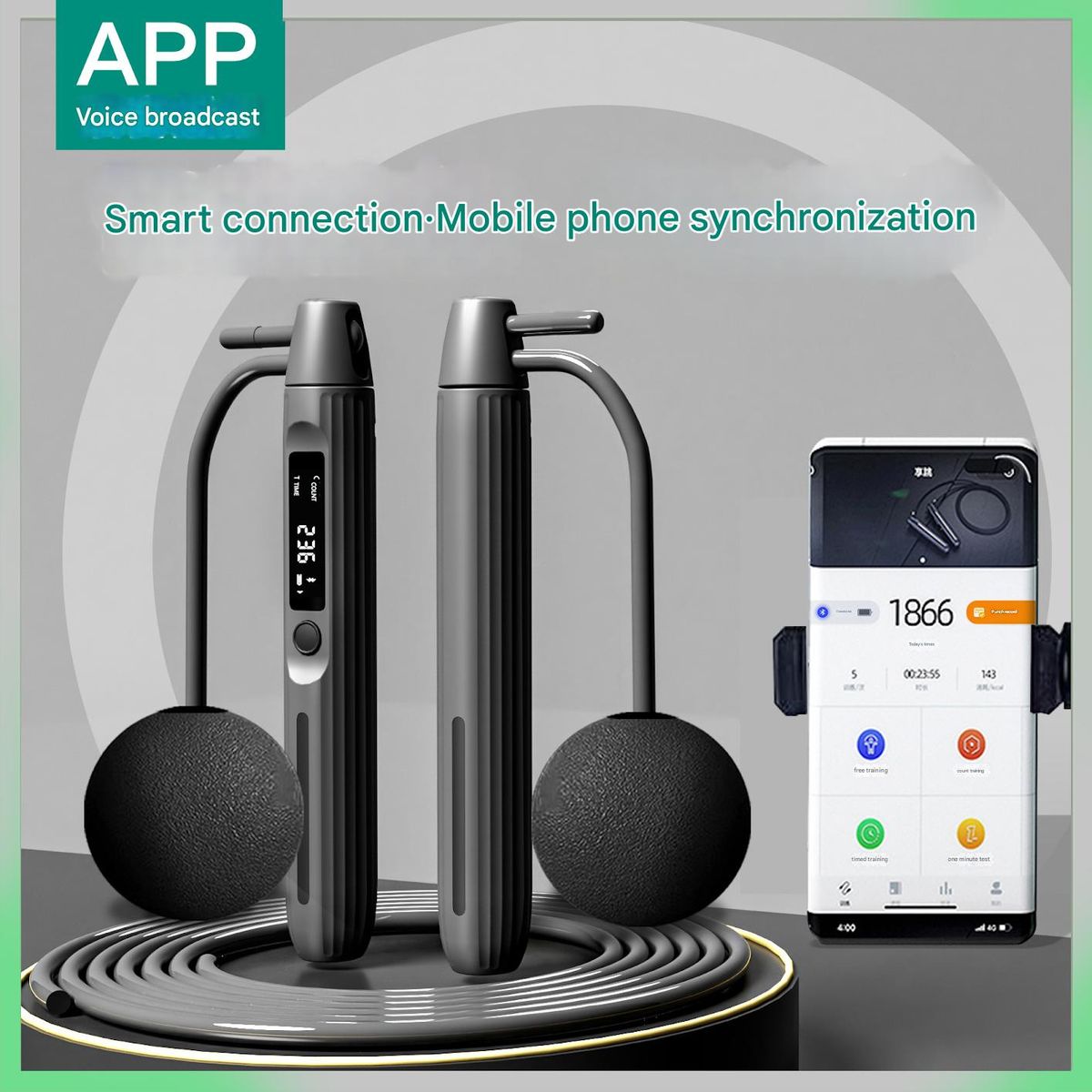 New Bluetooth Smart Jump Rope With 4-Language Support (CN/EN/KR/JP) - Dual-Mode Corded/Cordless, Precision Digital Counting For Fitness & Training_desvips.com