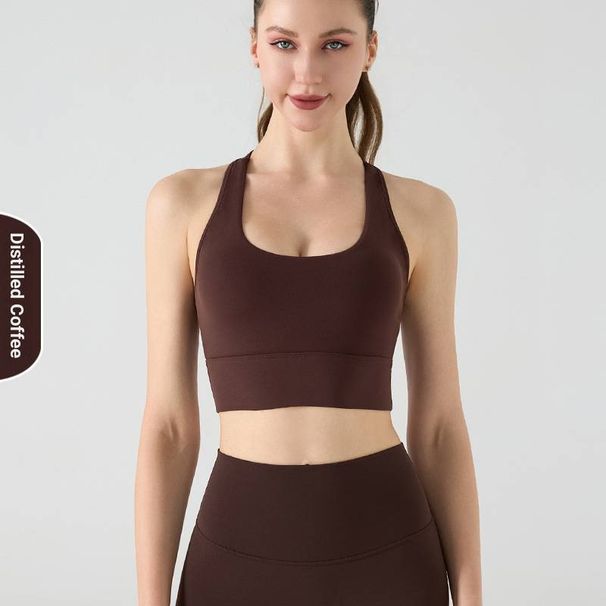 KOOSSOASIS Bare-skin Sports Bra For Women, Racerback Design, Fitness Back Yoga Vest, Shock-absorbing And Slimming Sports Bra, Yoga Wear_desvips.com