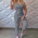 Women's fashion cargo jumpsuit belt sleeveless suspenders simple constraint foot pants_desvips.com