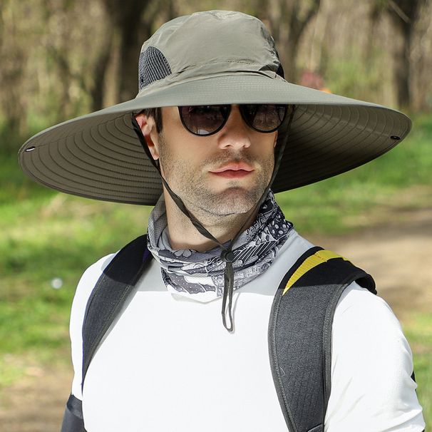 Widened Brim Sun Hat Men's Outdoor Mountaineering Fishing Hat Summer Breathable Sun Protection Breathable Bucket Hat Sun Hat_desvips.com