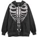 Zipper Hoodie Cool Internet Celebrity Hooded Cardigan Skeleton New Print Top Jacket_desvips.com