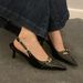 Women's fashion line with black pointy skinny heels fashion bag head high-heeled sandals_desvips.com