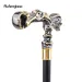 Golden Black Skull Walking Stick Decorative Vampire Decorative Cane For Halloween For Cosplay And Parties, For Cosplay & Party_desvips.com
