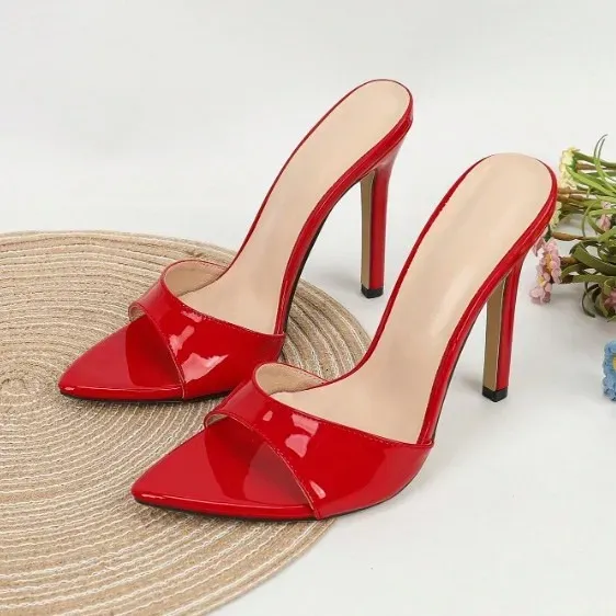 Woman High Slippers Transparent Clear Open Pointed Toe Heel Mules Stiletto Heels Ladies Sandals Women Summer Shoes_desvips.com