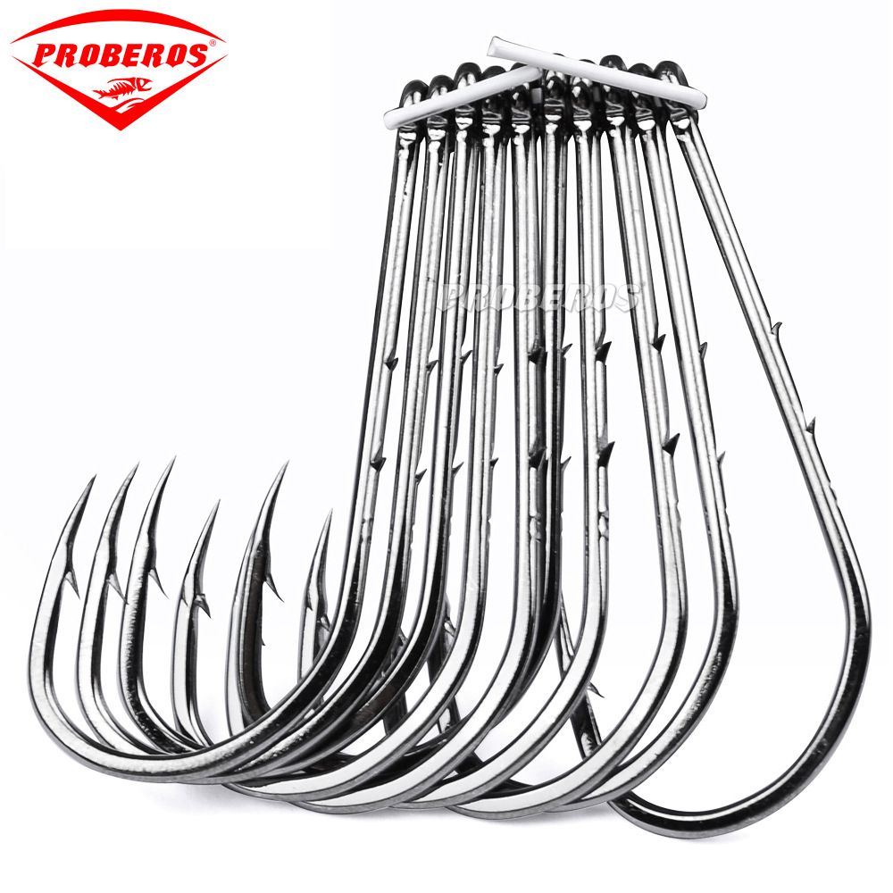 PRO BEROS High Carbon Fish With Barbs Stainless Steel Sea Fishing Ordinary Single Hooks Bulk_desvips.com