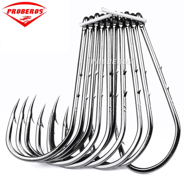 PRO BEROS High Carbon Fish With Barbs Stainless Steel Sea Fishing Ordinary Single Hooks Bulk_desvips.com
